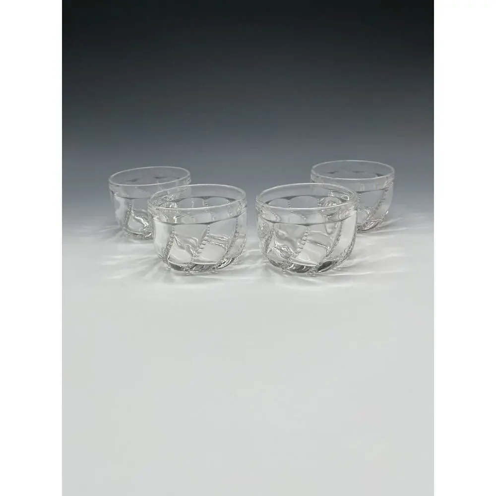 Duncan Miller EAPG Beaded‎ Swirl Dessert Bowls Clear Glass Vintage Dishes